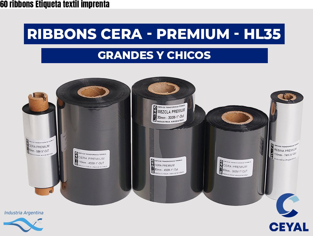 60 ribbons Etiqueta textil imprenta