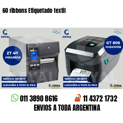 60 ribbons Etiquetado textil