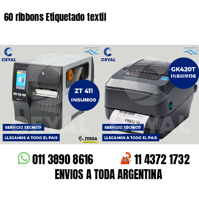 60 ribbons Etiquetado textil
