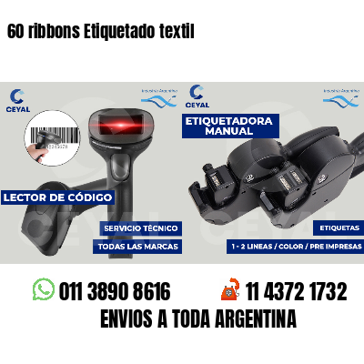 60 ribbons Etiquetado textil