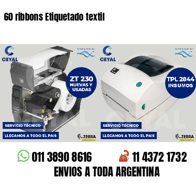 60 ribbons Etiquetado textil