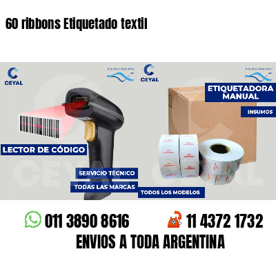 60 ribbons Etiquetado textil