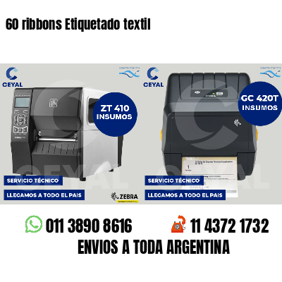 60 ribbons Etiquetado textil