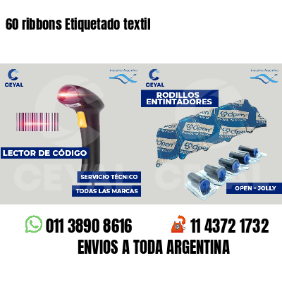 60 ribbons Etiquetado textil