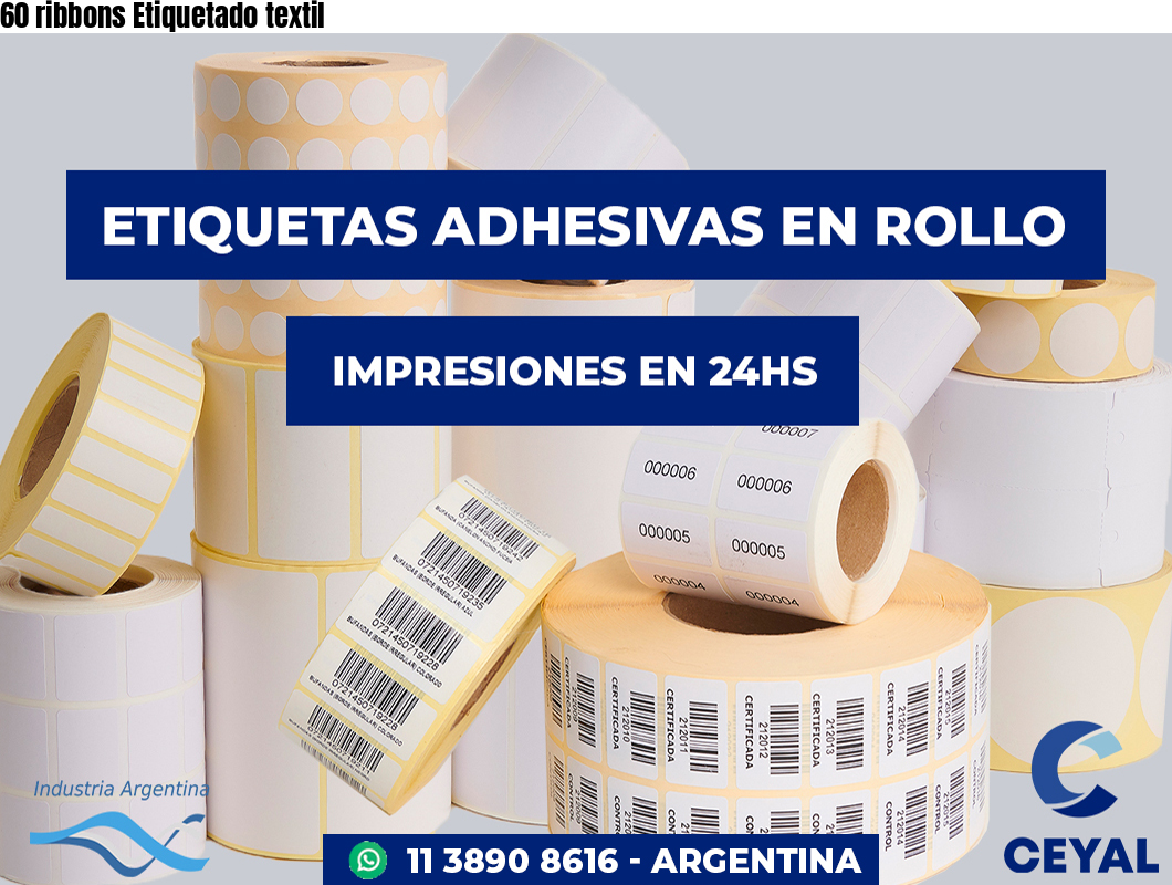 60 ribbons Etiquetado textil