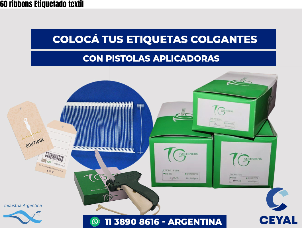 60 ribbons Etiquetado textil