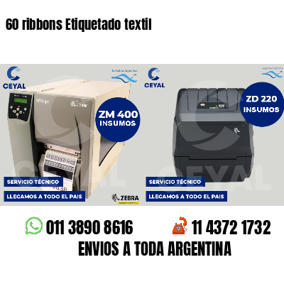 60 ribbons Etiquetado textil