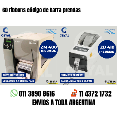 60 ribbons código de barra prendas