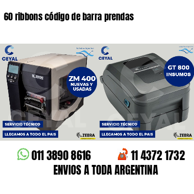 60 ribbons código de barra prendas