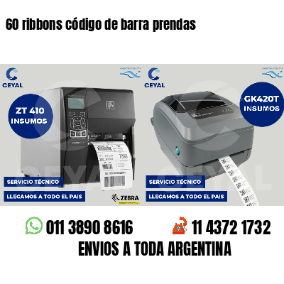 60 ribbons código de barra prendas