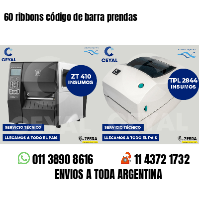 60 ribbons código de barra prendas