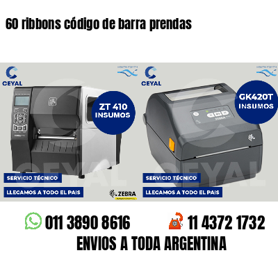 60 ribbons código de barra prendas