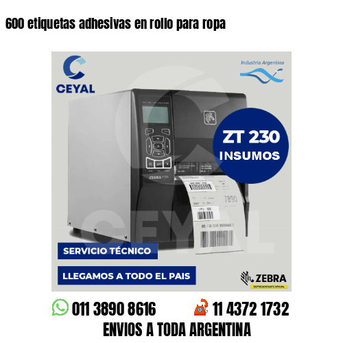600 etiquetas adhesivas en rollo para ropa