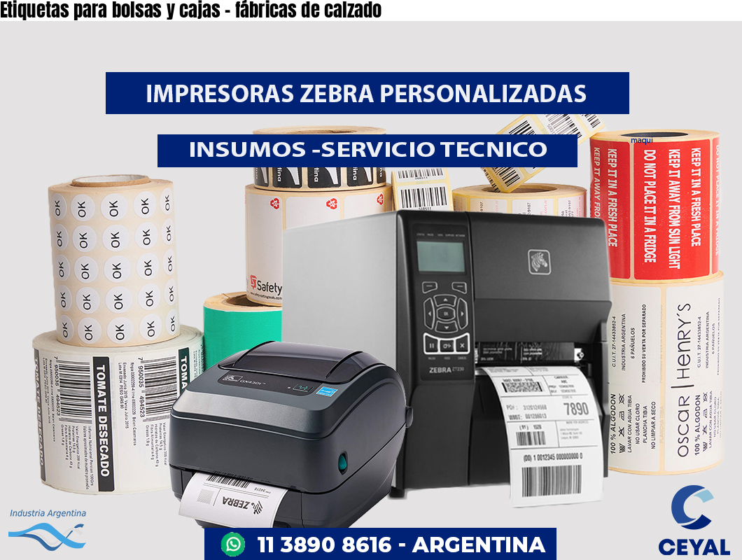 Etiquetas para bolsas y cajas - fábricas de calzado