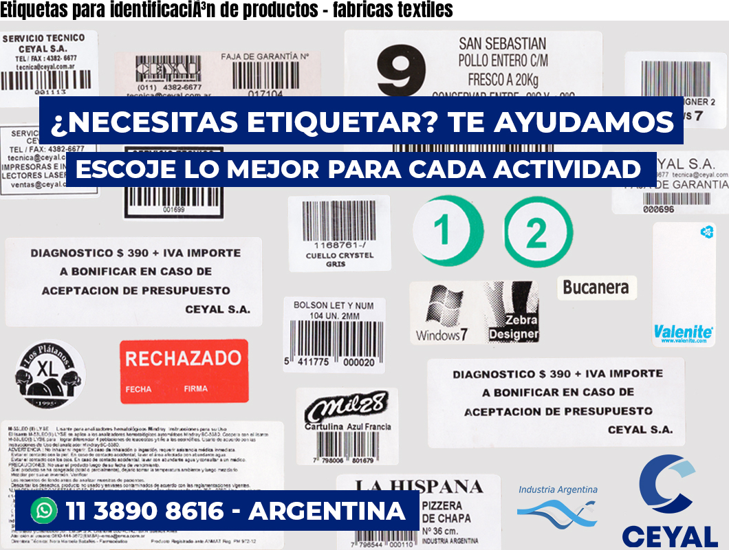 Etiquetas para identificaciÃ³n de productos – fabricas textiles