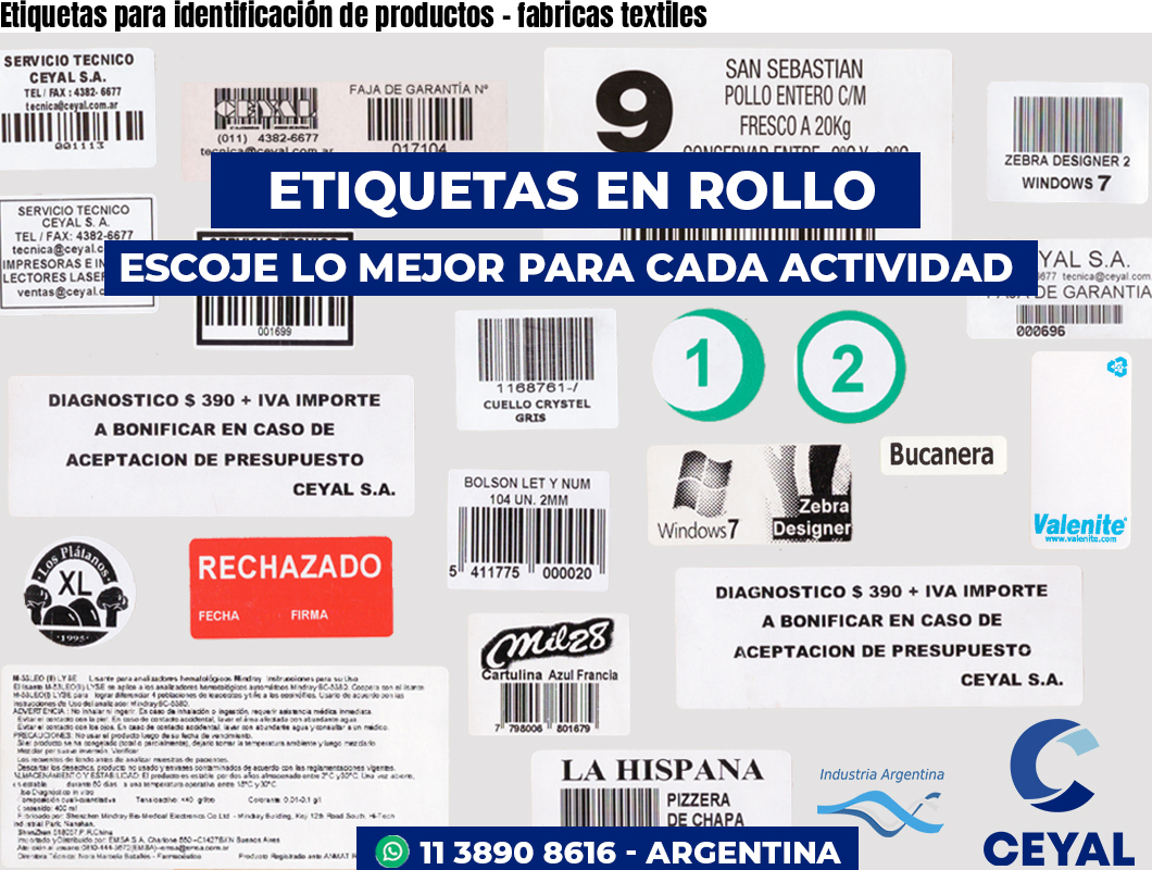 Etiquetas para identificación de productos – fabricas textiles