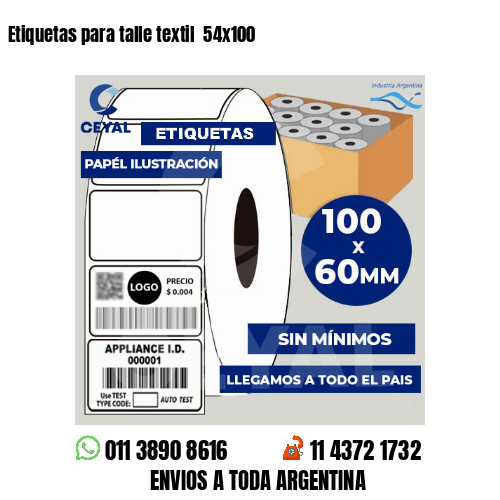 Etiquetas para talle textil  54×100