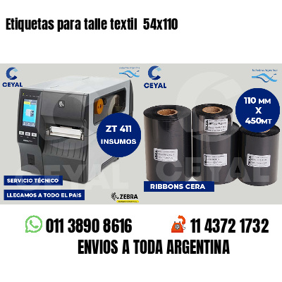 Etiquetas para talle textil 54x110