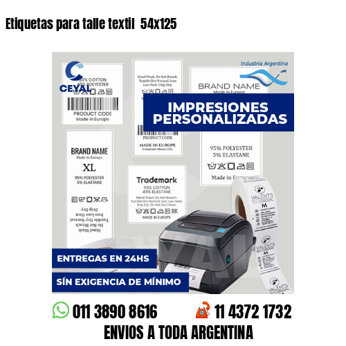 Etiquetas para talle textil  54x125