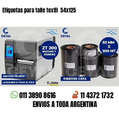 Etiquetas para talle textil 54x125
