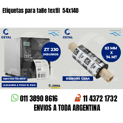 Etiquetas para talle textil 54x140