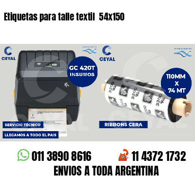 Etiquetas para talle textil 54x150