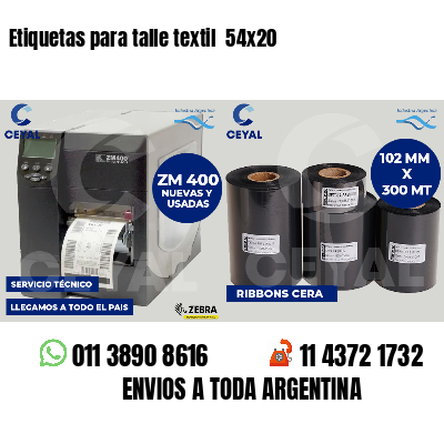 Etiquetas para talle textil 54x20