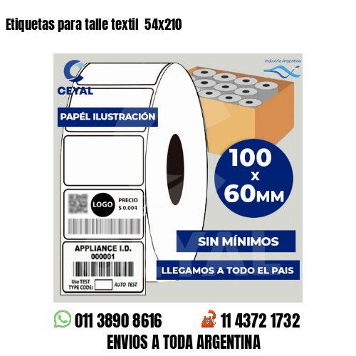 Etiquetas para talle textil  54x210