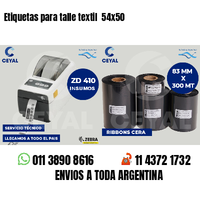 Etiquetas para talle textil 54x50