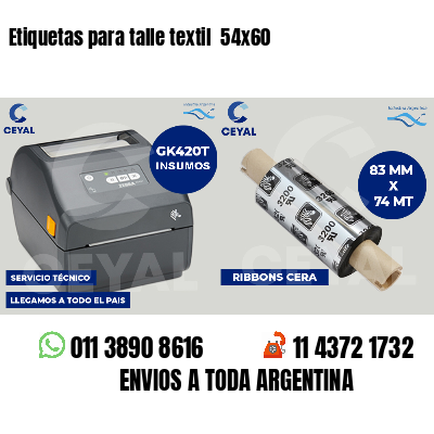 Etiquetas para talle textil 54x60