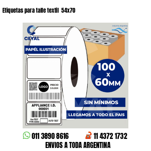 Etiquetas para talle textil  54×70