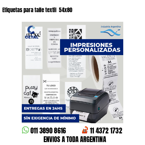 Etiquetas para talle textil  54x80