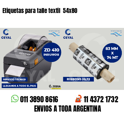 Etiquetas para talle textil  54x80