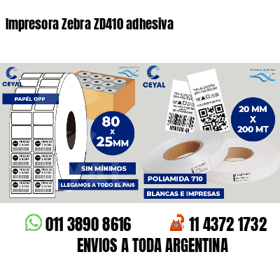 Impresora Zebra ZD410 adhesiva