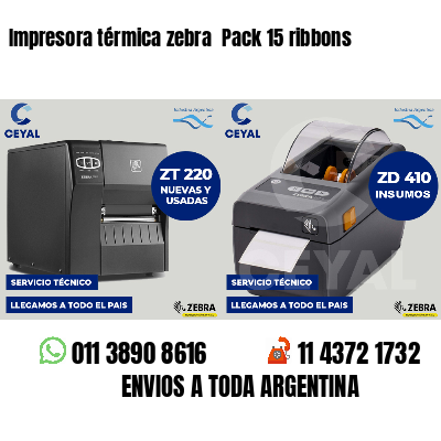 Impresora térmica zebra  Pack 15 ribbons