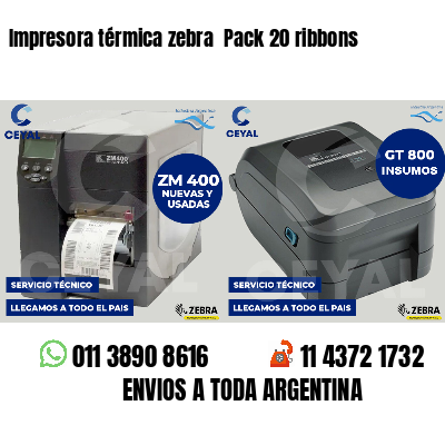 Impresora térmica zebra  Pack 20 ribbons