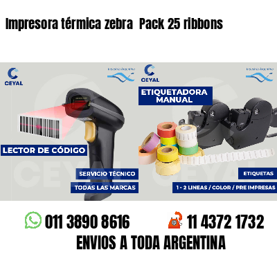 Impresora térmica zebra Pack 25 ribbons