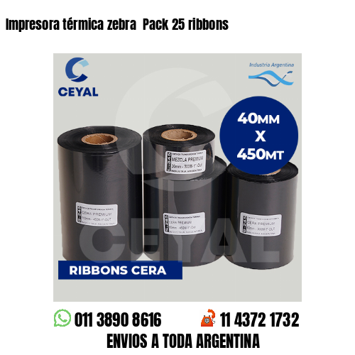 Impresora térmica zebra  Pack 25 ribbons
