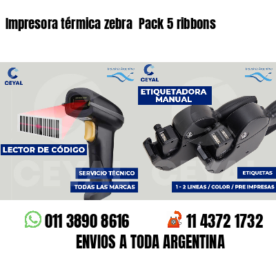 Impresora térmica zebra Pack 5 ribbons