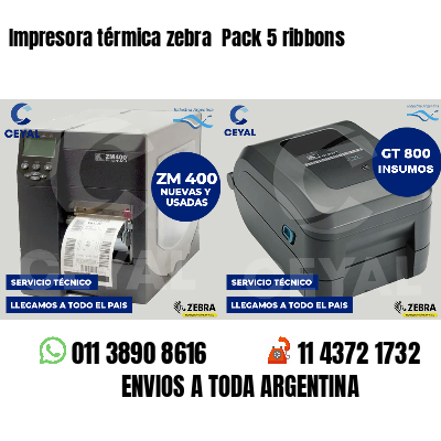 Impresora térmica zebra  Pack 5 ribbons