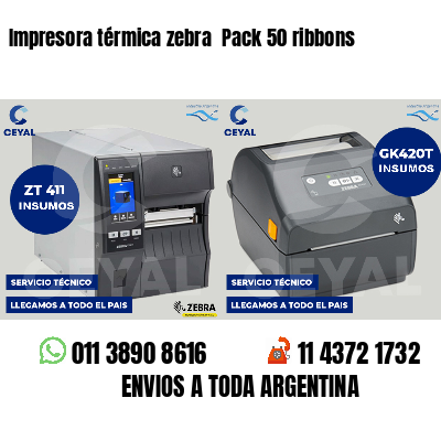 Impresora térmica zebra  Pack 50 ribbons