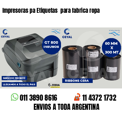 Impresoras pa Etiquetas  para fabrica ropa