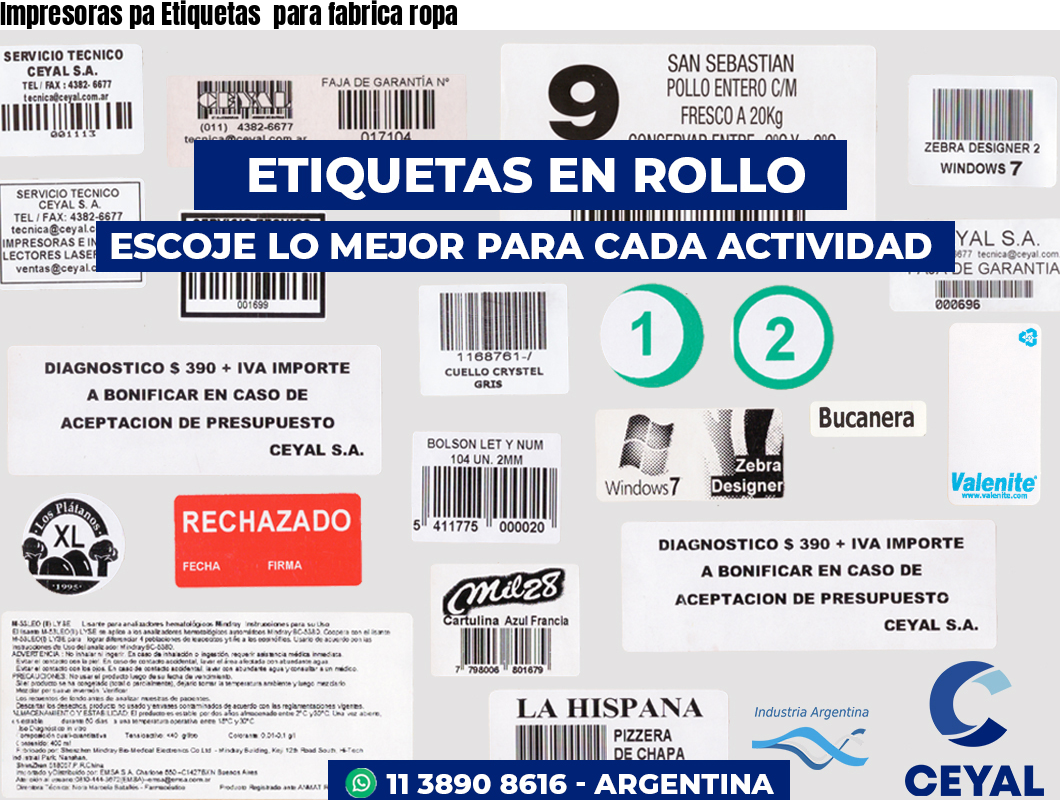 Impresoras pa Etiquetas  para fabrica ropa