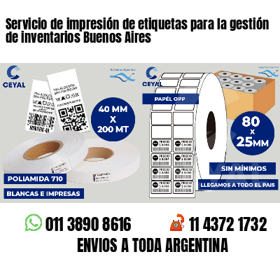Servicio de impresión de etiquetas para la gestión de inventarios Buenos Aires