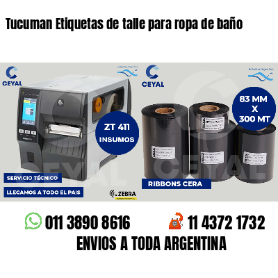 Tucuman Etiquetas de talle para ropa de baño
