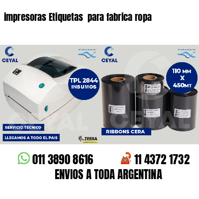 impresoras Etiquetas para fabrica ropa