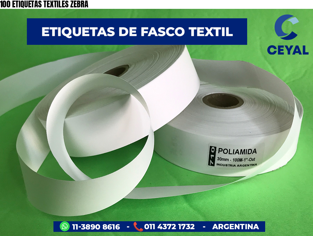 100 ETIQUETAS TEXTILES ZEBRA