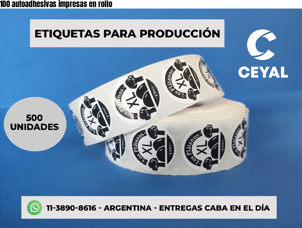 100 autoadhesivas impresas en rollo
