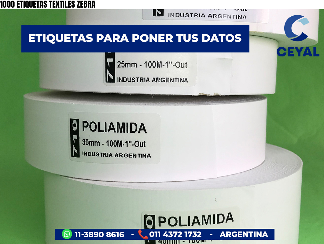 1000 ETIQUETAS TEXTILES ZEBRA