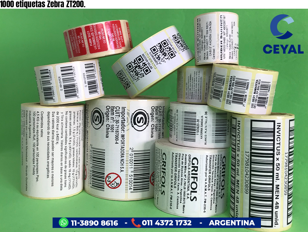 1000 etiquetas Zebra ZT200.